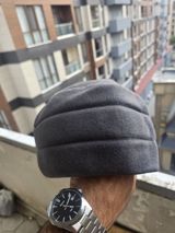 Qara-boz rəngli isti papaq - Material: yumşaq flis/yun qarışığına — Orxan
