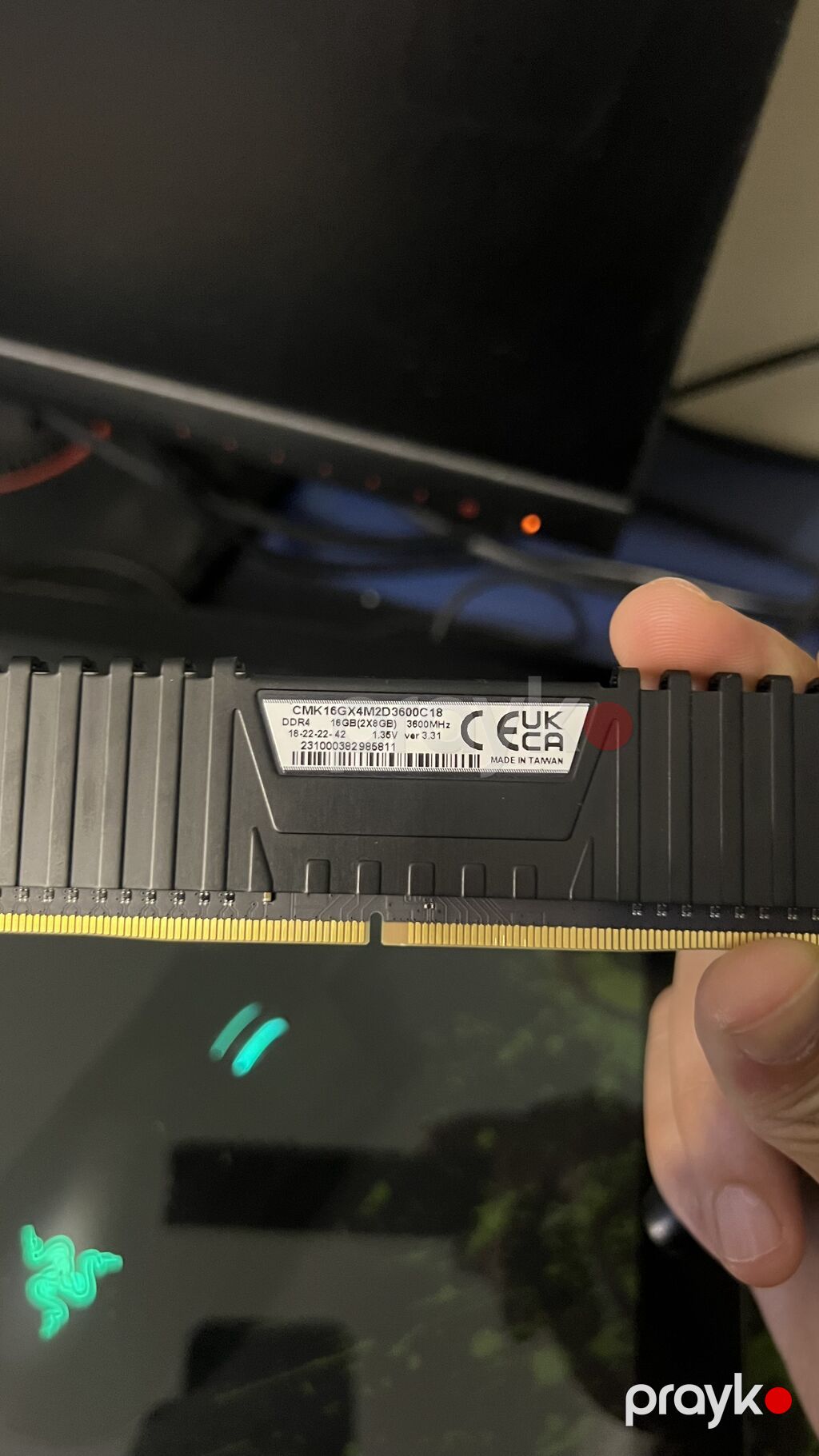 Operativ yaddaş (RAM) Corsair, 16 GB, 3600 Mhz, DDR4, PC üçün, İşlənmiş — Operativ yaddaş, Bakı (2)