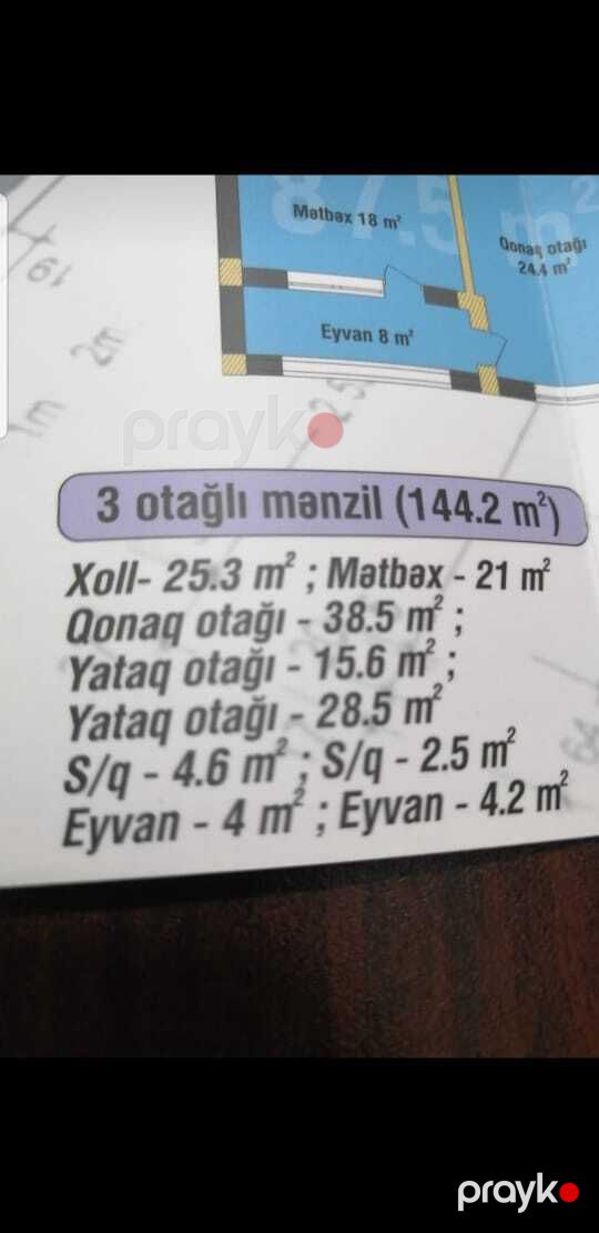 Satılır 3 otaqlı yeni tikili 144 m² — Mənzil, Bakı (4)