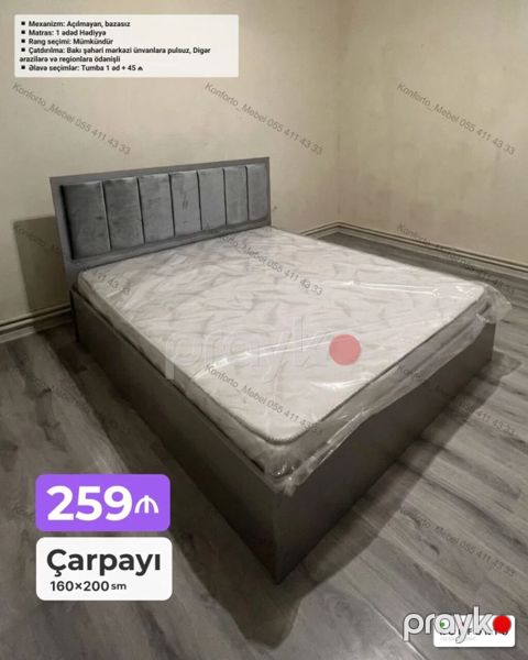Çarpayı – 160×200 sm - Model: açılmayan, bazasız - Məhsula daxildir — Bakı
