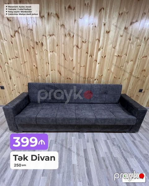 Tək Divan – 250 sm - Tip: Açılan, bazalı mexanizm - Ölçü: 250 sm — Bakı