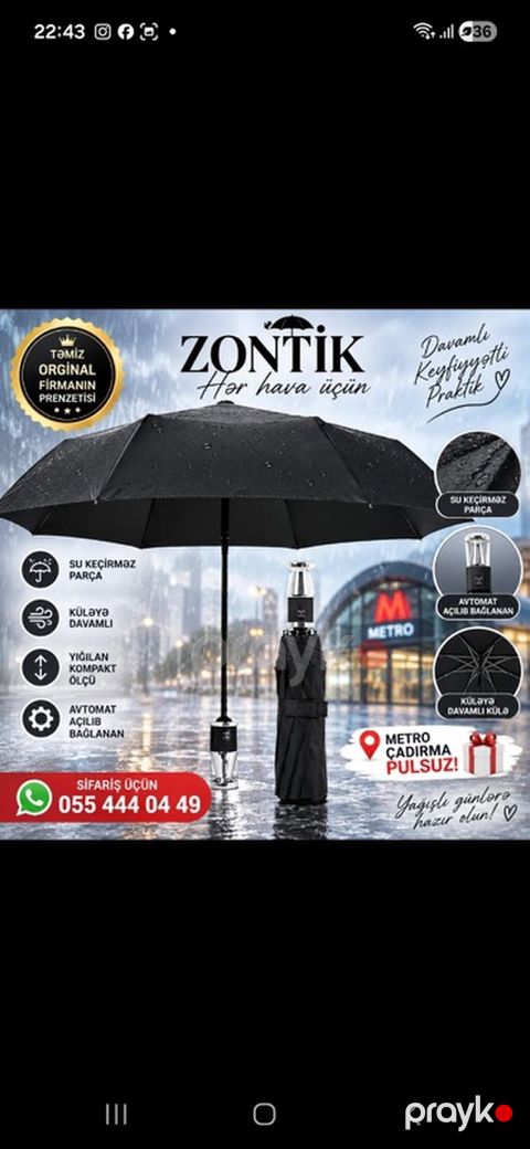 Zontik – hər hava üçün praktik və keyfiyyətli şemsiye - Su keçirməz — Xırdalan
