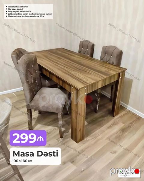 Məhsul: Masa dəsti (90×160 sm) Xüsusiyyətlər: - Mexanizm: açılmayan — Bakı