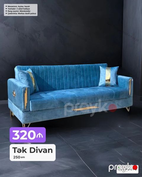 Tək divan – 250 sm - Mexanizm: Açılan, bazalı (yatan funksiyalı, alt — Bakı