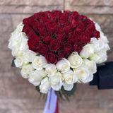 101 qızılgül Ürək - kod 4242 — Ağ Çiçəyim — Plants