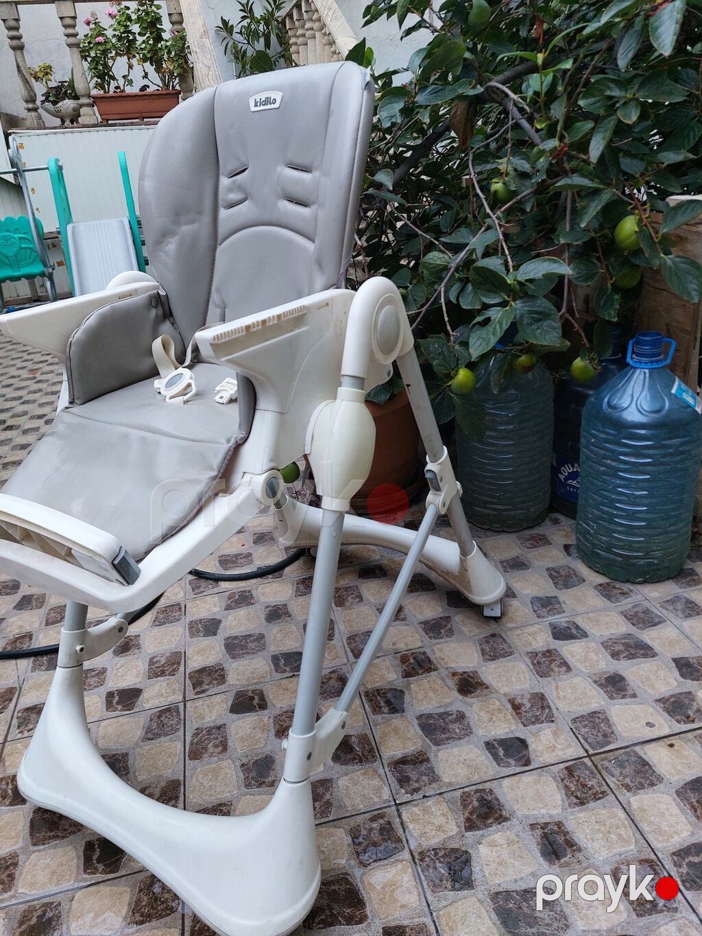Kidilo uşaq yemək stulu - Rəng: boz/ağ - Material: yumşaq, silinə — Qidalandırma stulları, Bakı (2)