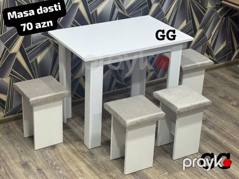 Masa dəsti – 70 AZN Tərkib: 1 ədəd düzbucaqlı masa + 4 ədəd — Bakı