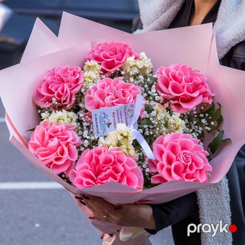 Çəhrayı Qızılgül Buketi - code:5076