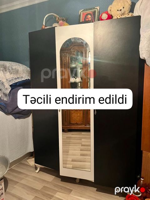İşlənmiş, 3 qapılı, Güzgülü, Taxta, Açılan, Düz dolab — Bakı