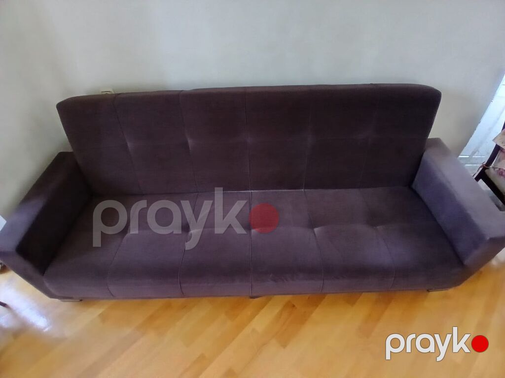 Qəhvəyi rəngli 3 nəfərlik divan - Material: yumşaq məxmər/velur tipli — Divanlər, Bakı (4)