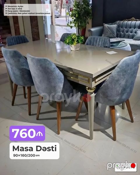 Masa Dəsti – 90×160/200 sm Mexanizm: Açılan (uzadıla bilən) — Bakı