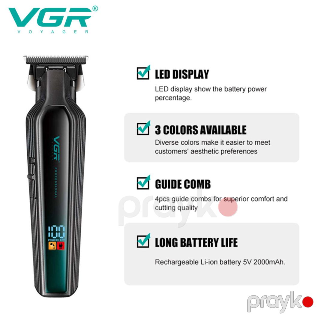 Trimmer "VGR 930" 2000MAH 360 Dəqiqə 7000RPM Cord/Cordless LED Displey Black — Gözəllik və səhiyyə, Bakı (9)