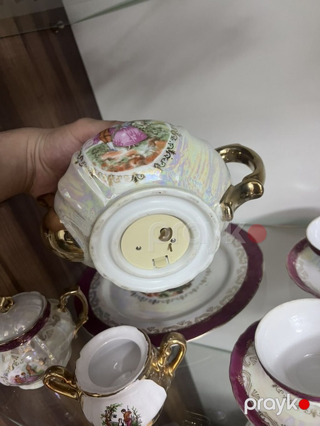 Çay dəsti, rəng - Bənövşəyi, Farfor, 6 nəfərlik, Yaponiya — Süfrə qabı, Bakı (7)