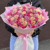 101 qızılgül Çəhrayı qarışığı - kod 4949 — Ağ Çiçəyim — Plants