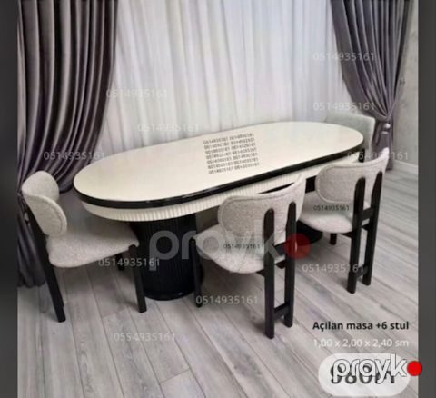 Qonaq otağı üçün, Yeni, Açılmayan, Oval masa, 6 stul — Bakı