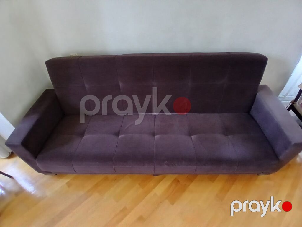 Qəhvəyi rəngli 3 nəfərlik divan - Material: yumşaq məxmər/velur tipli — Divanlər, Bakı (5)