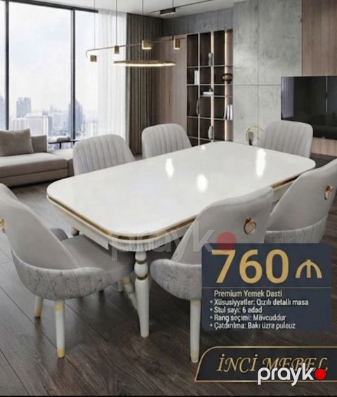 Qonaq otağı üçün, Yeni, Açılan, Oval masa, 6 stul — Bakı