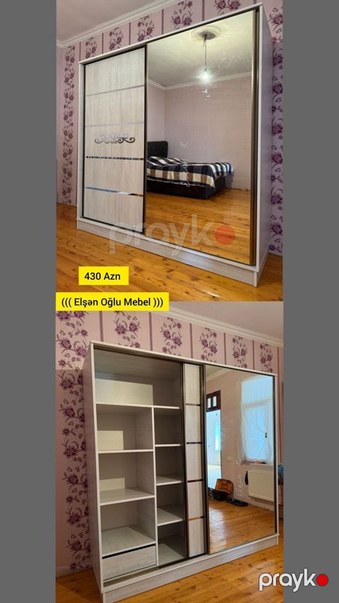 Yeni, 2 qapılı, Güzgülü, Kupe, Düz dolab — Bakı