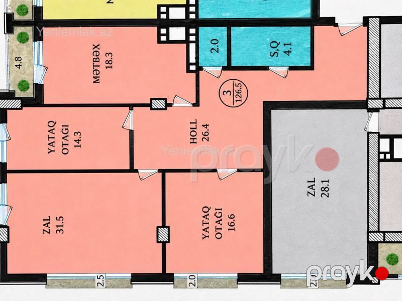Satılır 3 otaqlı Bina evi menzil (Yeni tikili), 126.5 m², Nəsimi rayonu — Mənzil, Bakı (8)