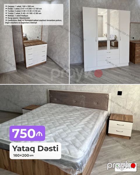 Yataq Dəsti – 160×200 sm Tərkibi: - Çarpayı: 1 ədəd, 160×200 sm — Bakı