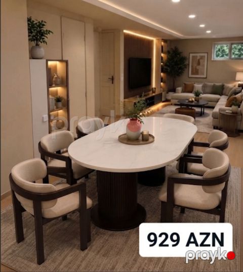 Qonaq otağı üçün, Yeni, Açılmayan, Oval masa, 6 stul — Bakı