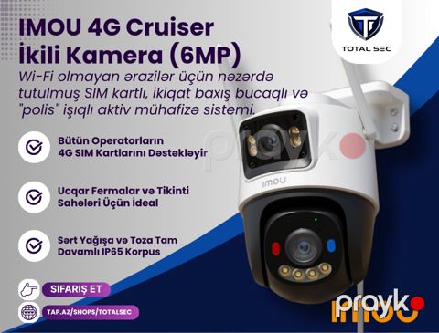 Imou 4G İkili Kamera (6MP, SIM Kartlı, Polis İşıqlı) — Bakı