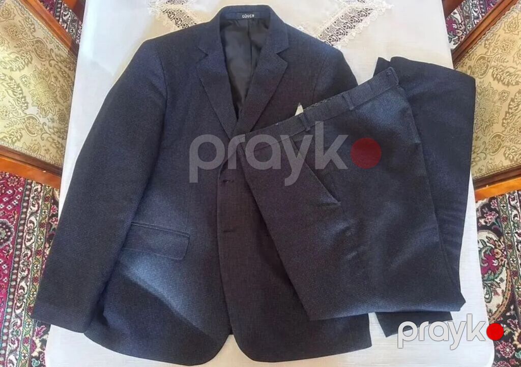 Kişi kostyum dəsti – Göven - Rəng: tünd göy (xırda naxışlı toxuma) — Kostyum, Bakı (2)