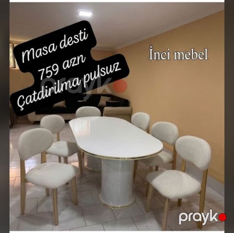 Qonaq otağı üçün, Yeni, Açılmayan, Oval masa, 6 stul — Bakı
