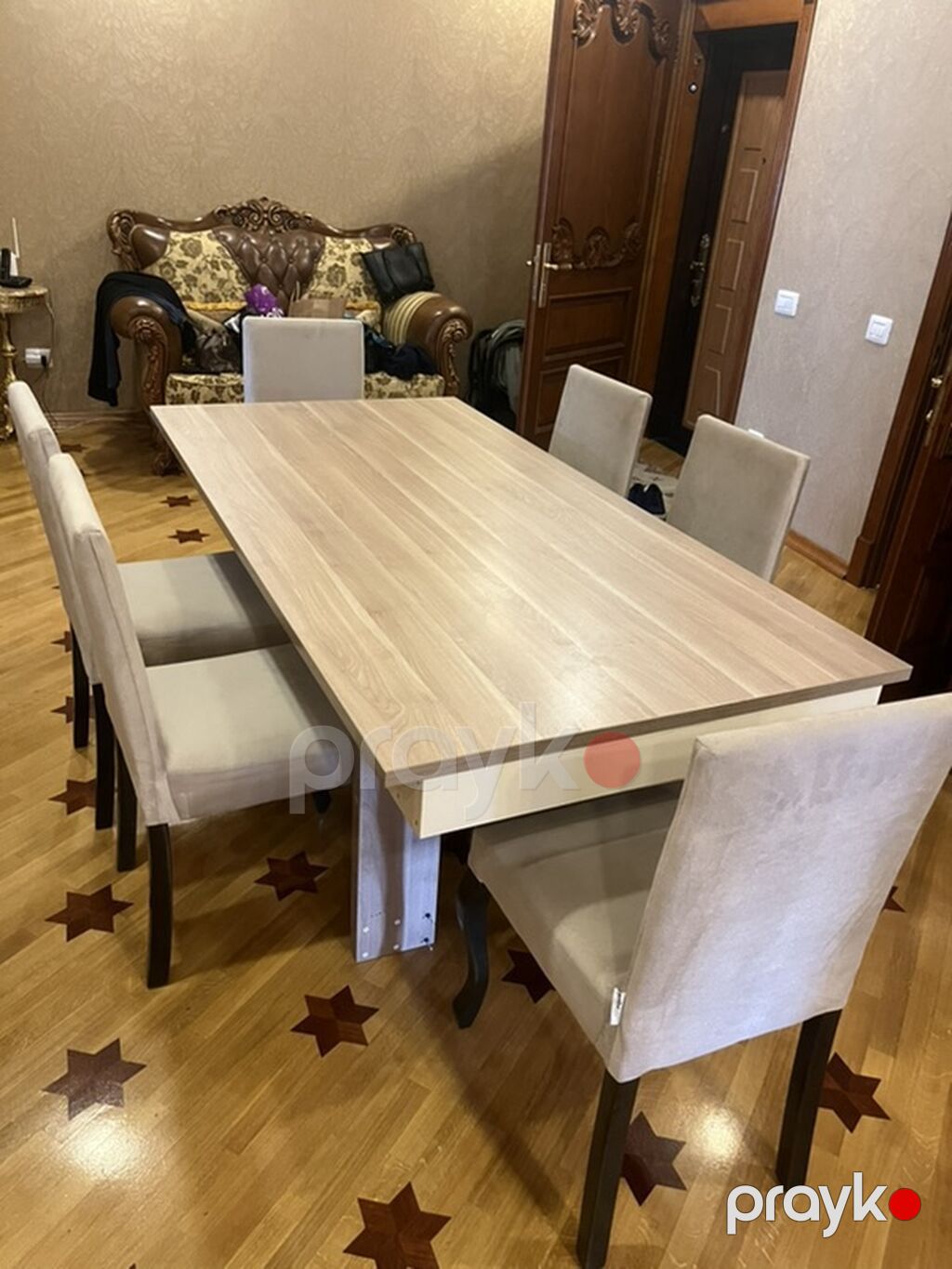 Yemək masası dəsti - Tərkib: 1 ədəd böyük yemək masası + 6 ədəd stul — Masalar və stullar, Bakı (2)