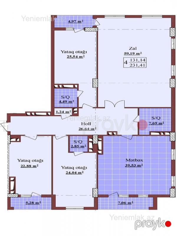 Satılır 5 otaqlı Bina evi menzil (Yeni tikili), 232 m², Nəsimi rayonu — Mənzil, Bakı (3)