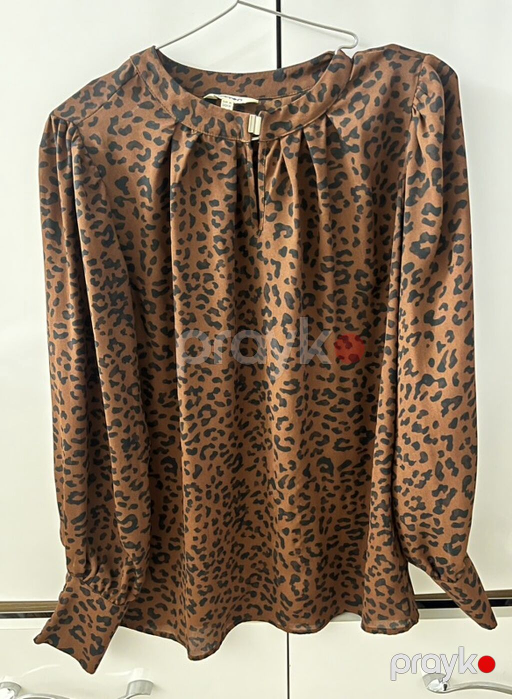 Qadın bluzası – leopard naxışlı - Rəng: tünd qəhvəyi fon üzərində — Köynək, Bakı (3)