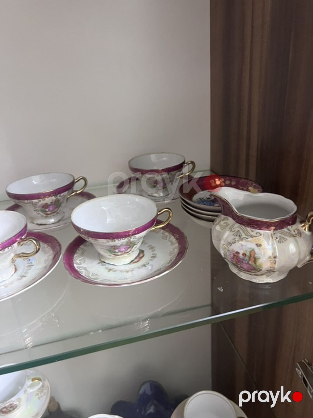 Çay dəsti, rəng - Bənövşəyi, Farfor, 6 nəfərlik, Yaponiya — Süfrə qabı, Bakı (6)