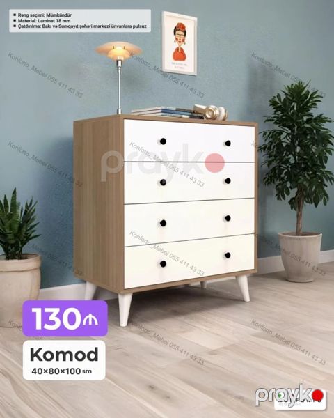 Komod – 40×80×100 sm - Material: 18 mm laminat - Rəng seçimi — Bakı