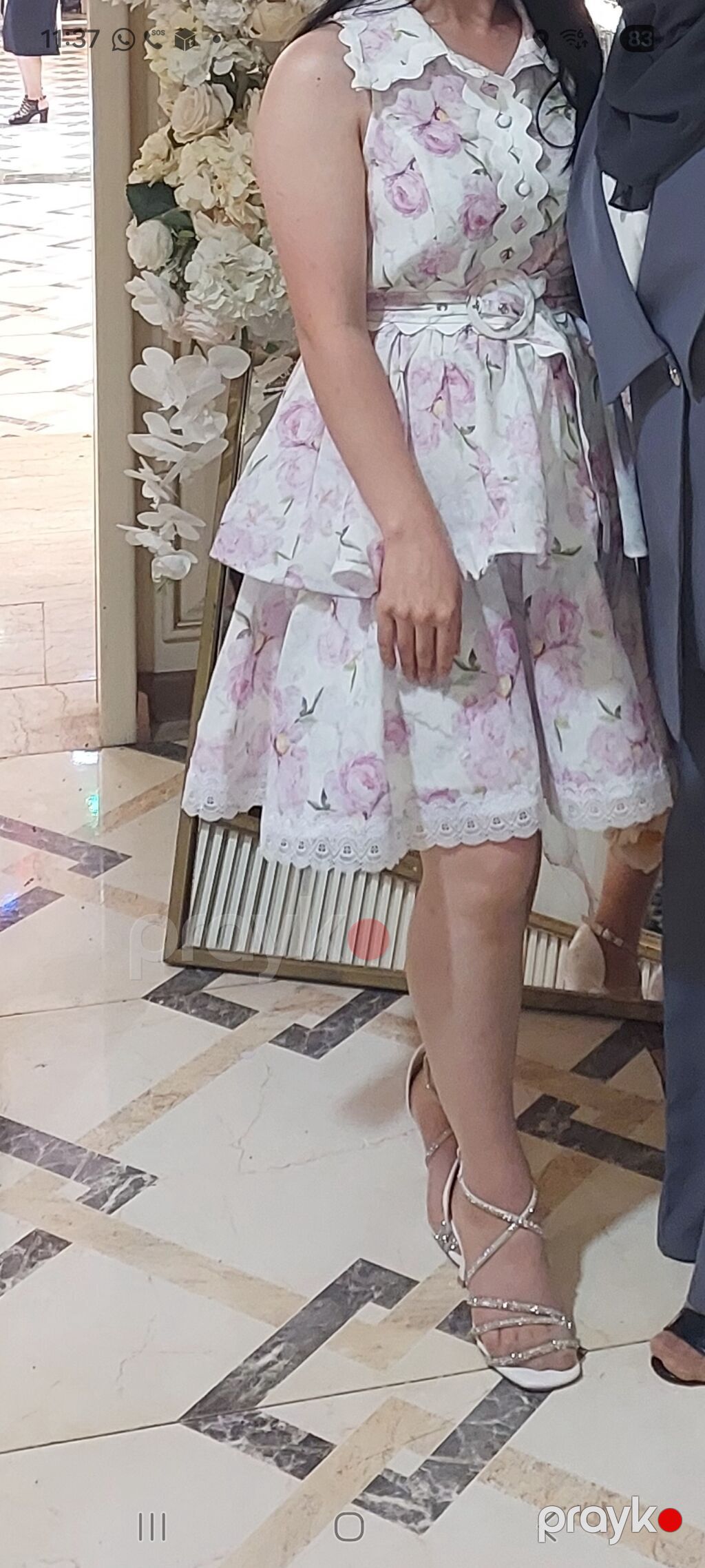 Gül naxışlı yay donu - Model: qolsuz, V-yaxalı, beldən kəmərli — Gündəlik paltarlar, Sumqayıt (2)