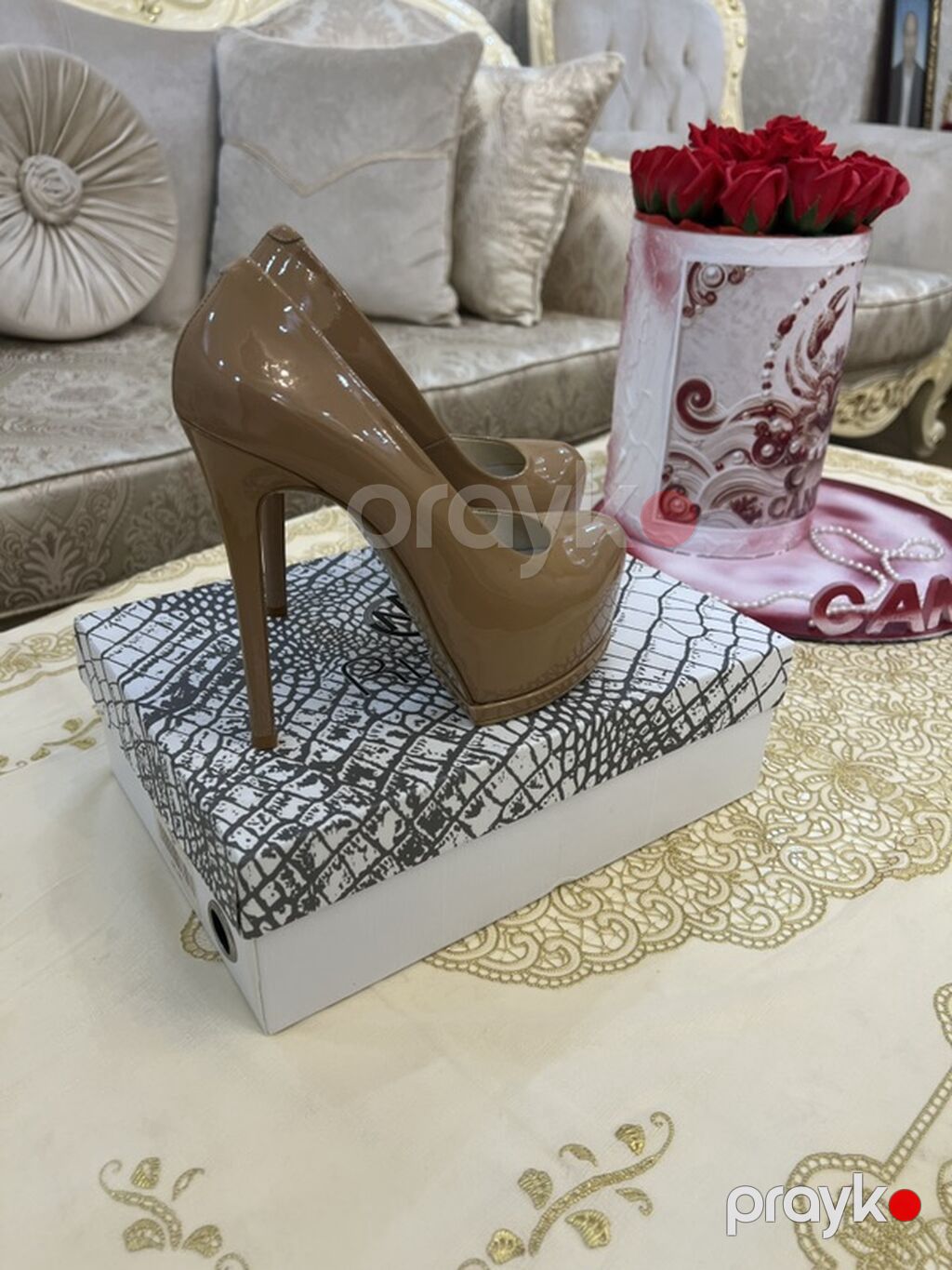 Qadın platformalı stiletto tufli - Rəng: nude/bej - Material: laklı — Tufl, Bakı (2)