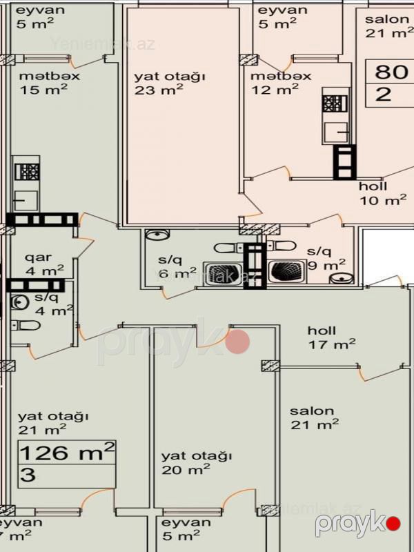 Satılır 3 otaqlı Bina evi menzil (Yeni tikili), 126 m², Nizami rayonu — Mənzil, Bakı (2)