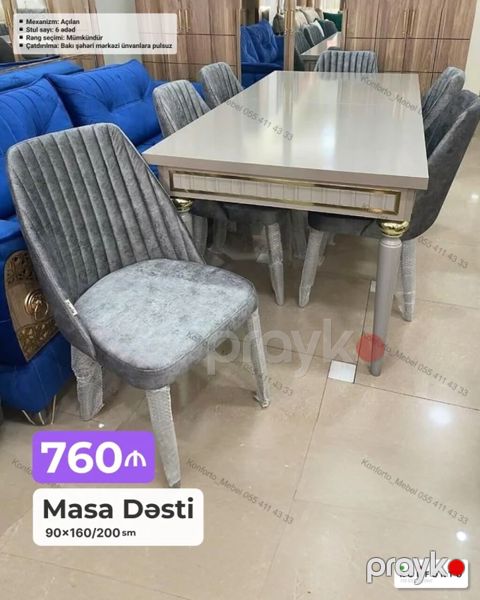 Məhsul: Masa Dəsti Ölçü: 90×160/200 sm (açılan mexanizm – uzunluğu — Bakı