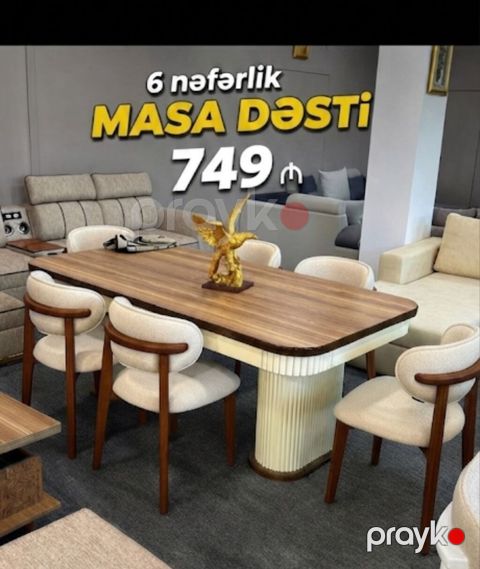 Qonaq otağı üçün, Yeni, Açılmayan, Oval masa, 6 stul — Bakı