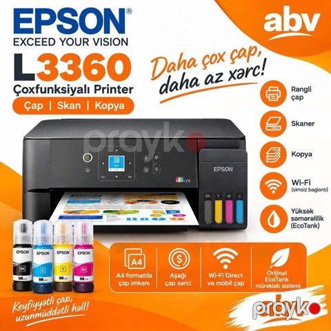 Printer Epson L3360 Epson L3360 – Çoxfunksiyalı Printer Epson — Bakı