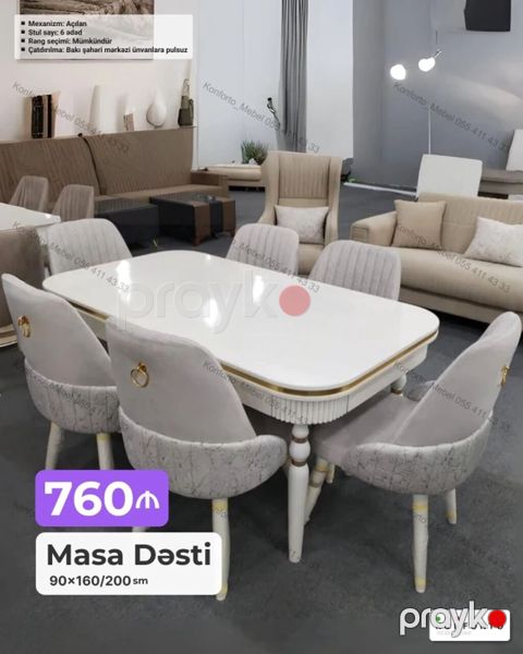 Məhsul: Masa Dəsti - Ölçü: 90×160/200 sm - Mexanizm: Açılan (uzadıla — Bakı