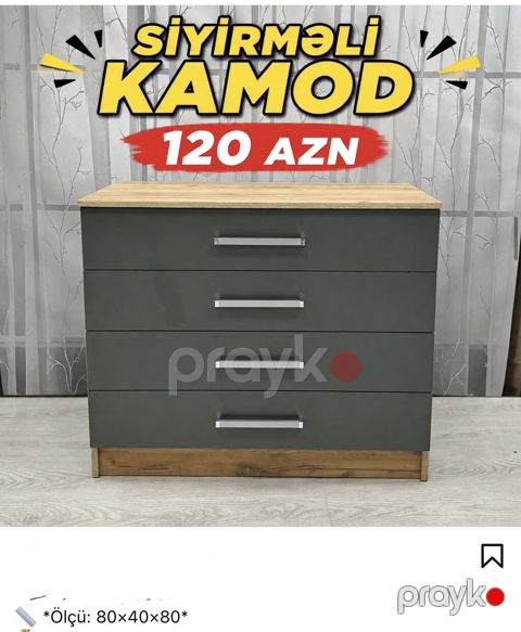 Sıyırməli kamod - Qiymət: 120 AZN - Ölçü: 80×40×80 sm - 4 geniş — Bakı
