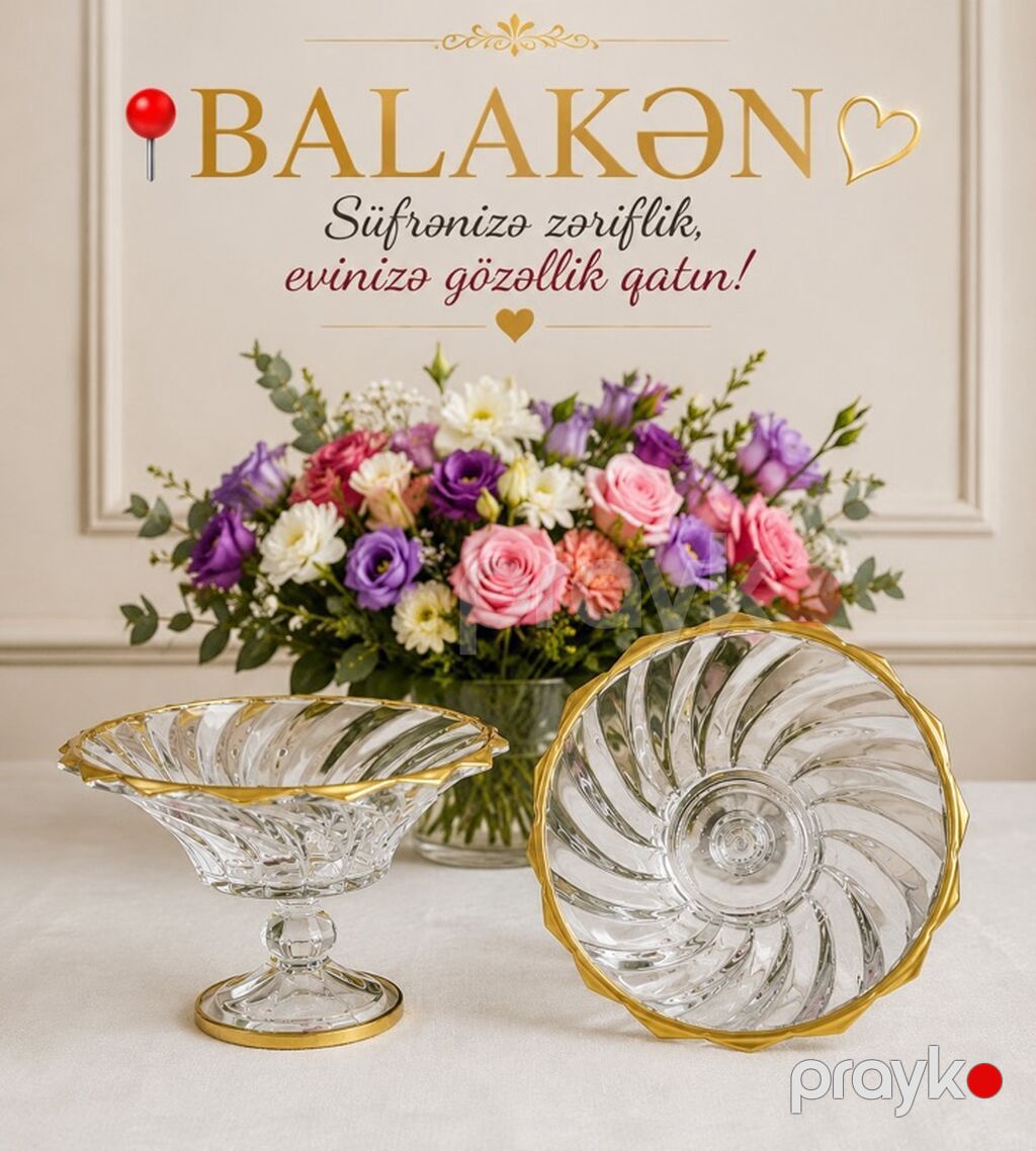 Məhsul: Dekorativ ayaqlı qablar dəsti - 2 ədəd klassik üslublu ayaqlı — Süfrə qabı, Bakı (6)