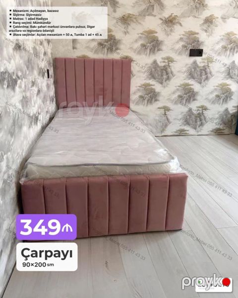 Çarpayı – 90×200 sm - Mexanizm: Açılmayan, bazasız - Sıyırma — Bakı