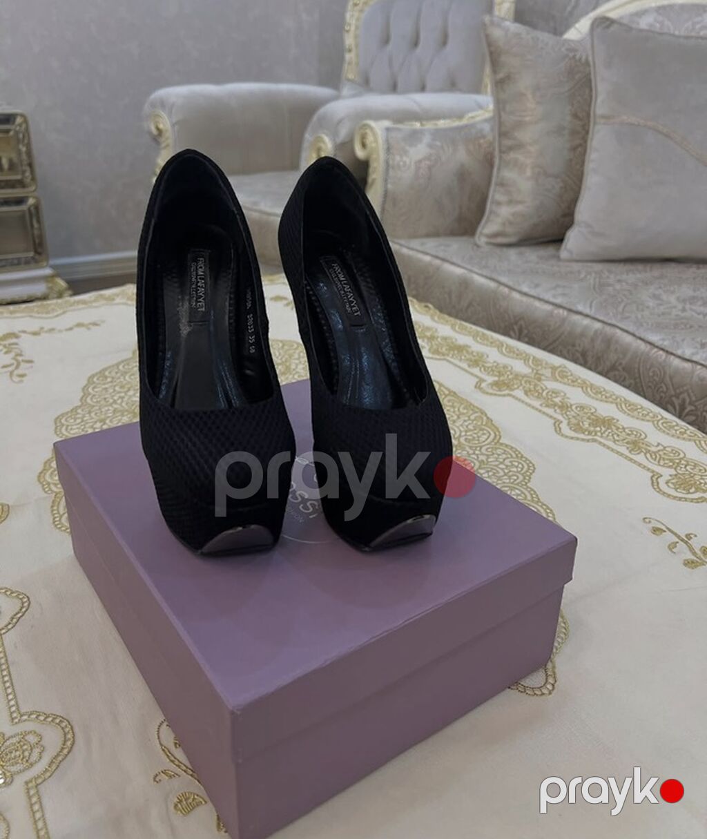 Qadın platforma hündürdaban ayaqqabılar - Rəng: qara - Model: nazik — Tufl, Bakı (3)