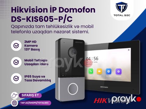 Ağıllı İP domofon dəsti Hikvision (DS-KIS605-P-C) — Bakı