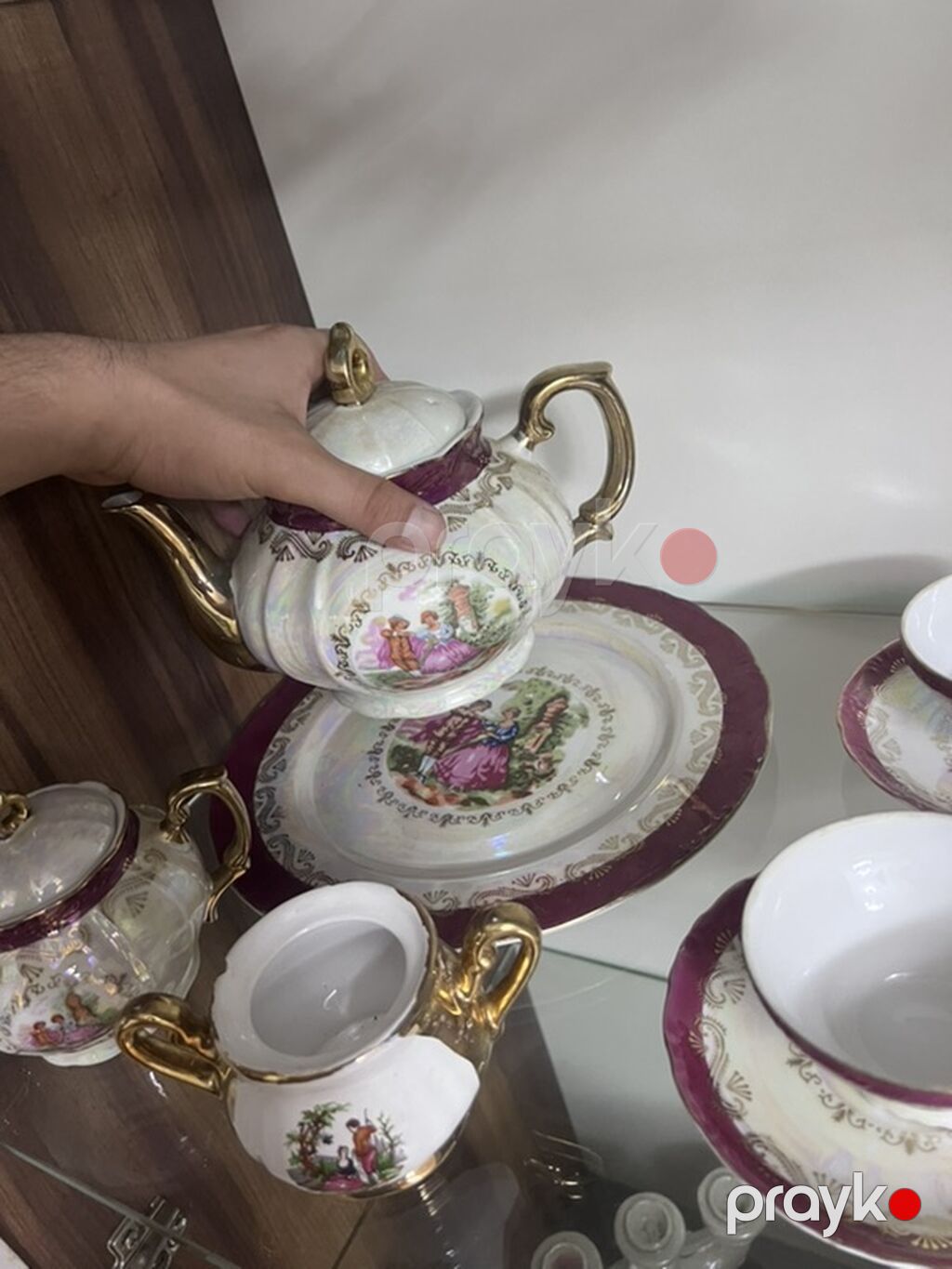 Çay dəsti, rəng - Bənövşəyi, Farfor, 6 nəfərlik, Yaponiya — Süfrə qabı, Bakı (5)