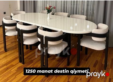 Qonaq otağı üçün, Yeni, Açılan, Oval masa, 8 stul — Bakı
