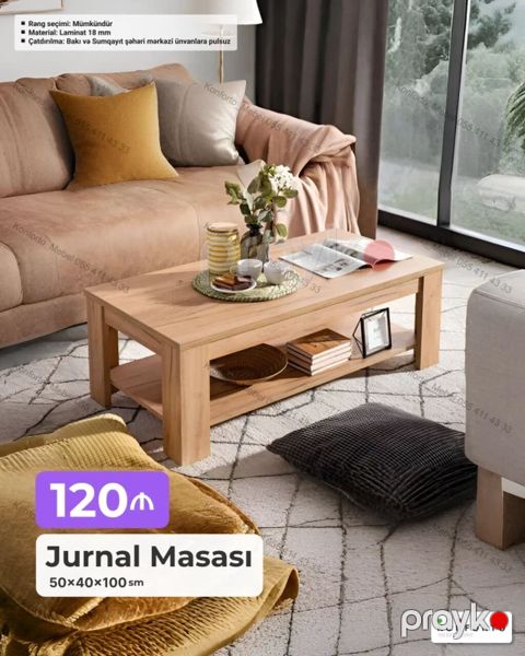 Jurnal masası – 50×40×100 sm - Material: 18 mm laminat - Rəng seçimi — Bakı