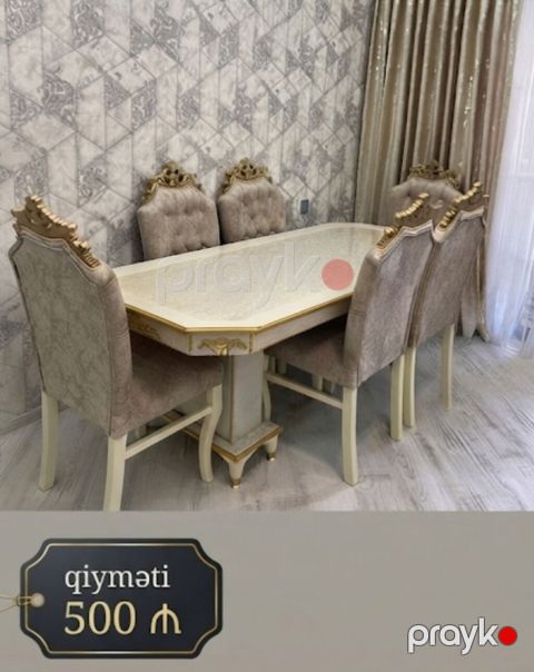 Qonaq otağı üçün, Yeni, Açılmayan, Dördbucaq masa, 6 stul — Bakı