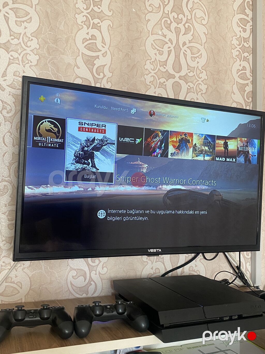 Sony PlayStation 4 (PS4) – original “Fat” model, qara rəng. Komplekt — Oyun konsolları, Şəmkir (3)